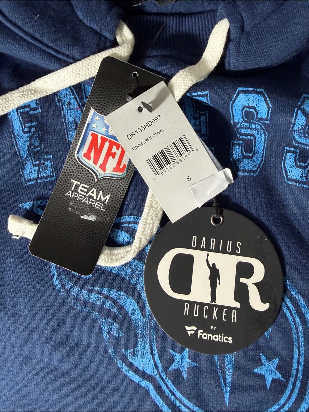 Tennessee Titans Hoodie Small NWT NFL Darius Rucker Fanatics Blue Pullover - Picture 7 of 7